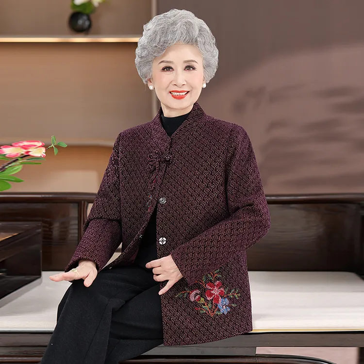 中老年女装秋装外套70-80岁老太太唐装大码加厚老人保暖秋冬衣服