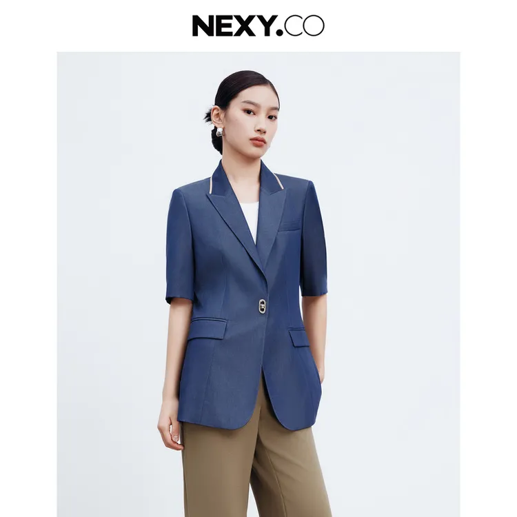 NEXY.CO/奈蔻外套|奢级莱赛尔|职业气质|蓝色|智美|XA01691Q5