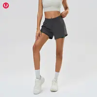lulu露露首领假两件运动短裤女轻薄透气三分裤外穿速干健身瑜伽裤