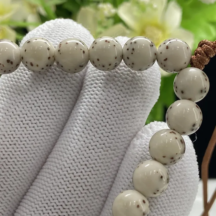 Y801海南大留白星月菩提圆珠8mm小尺寸均匀细星款文玩手持手串