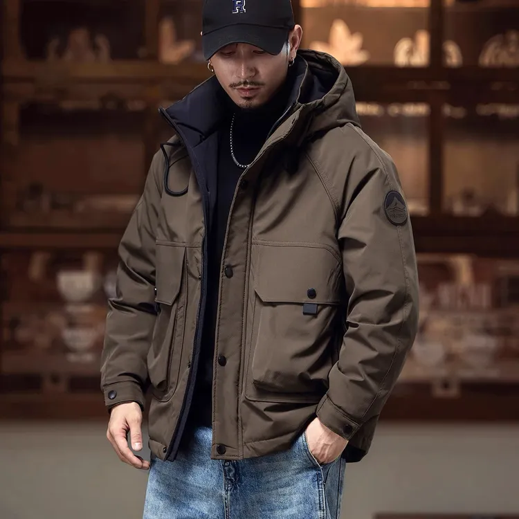 冲锋衣羽绒服新国标真羽绒户外冬季连帽防风防水抗寒情侣款极简