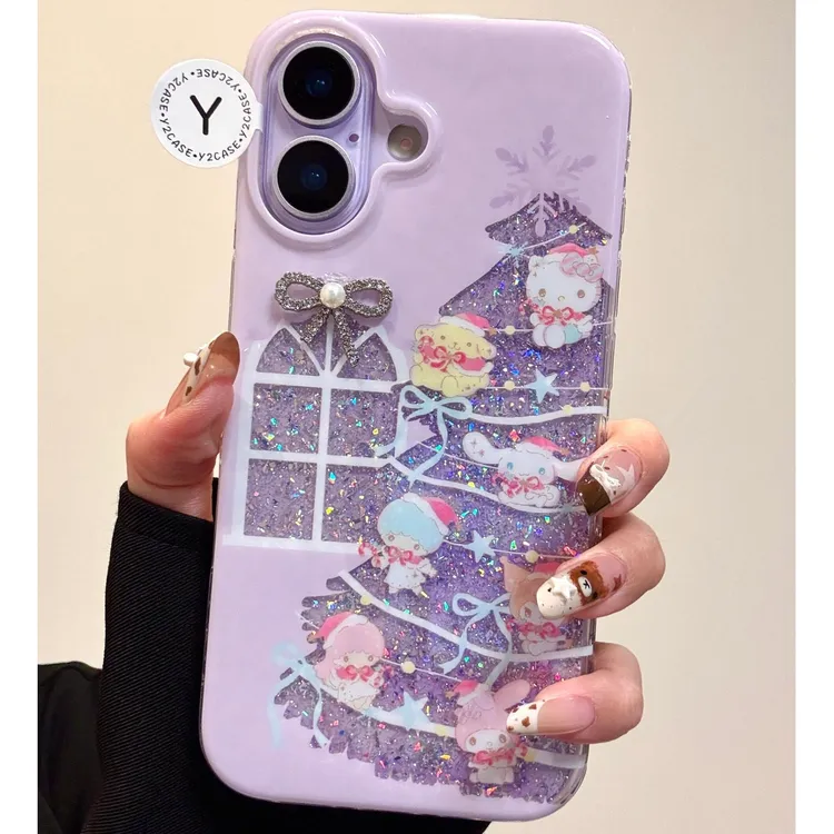 诚星泽闪粉圣诞树适用苹果17PROMAX手机壳iPhone16新款14全包13女