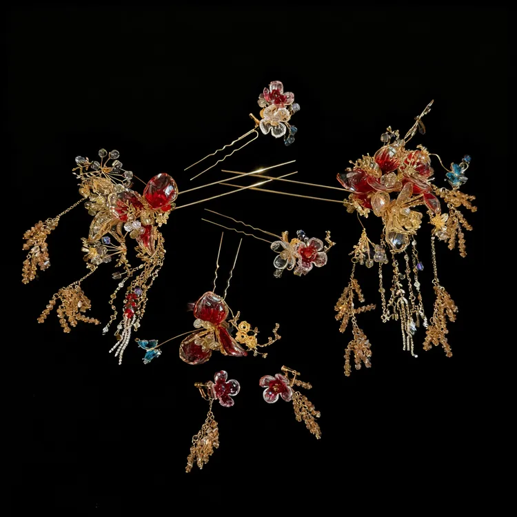 HZ1219喜看新款红金色秀禾分体中式婚礼