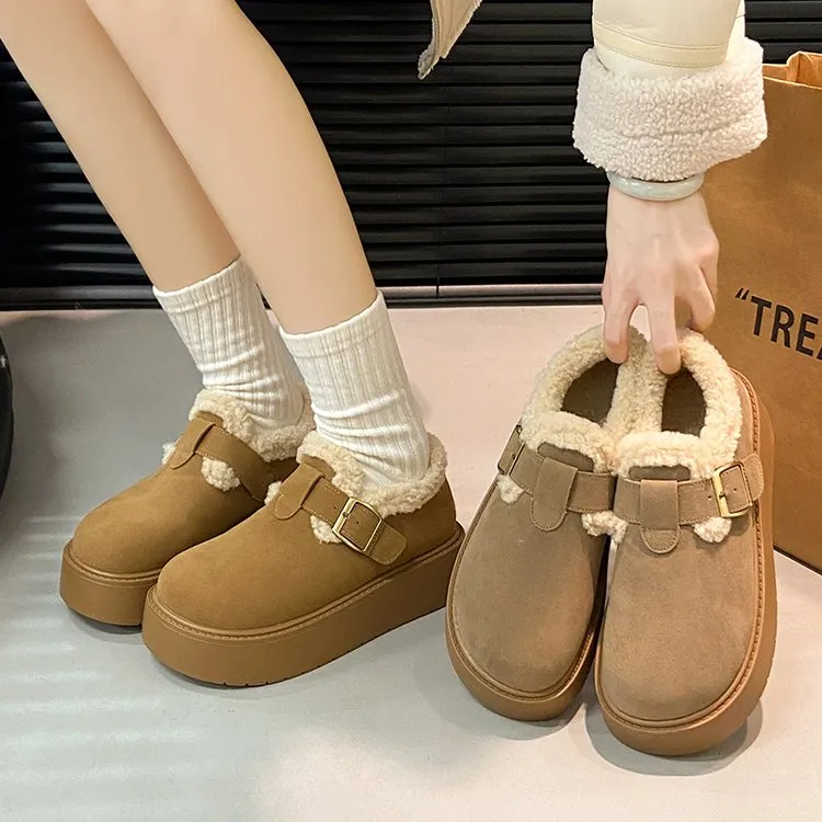 2024冬季新款厚底勃肯鞋加绒保暖百搭毛毛鞋棉鞋8893