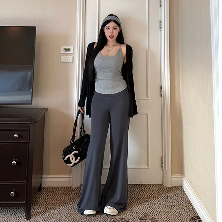 韩系休闲套装运动服女训练健身服大码上衣秋季喇叭裤高腰显瘦时尚