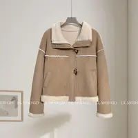 麂皮软甲 美式复古百搭显瘦三角扣软软糯糯皮毛一体外套YL-263512