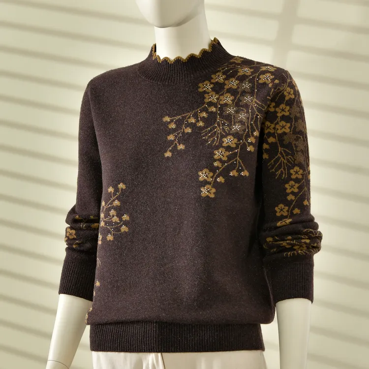 2025秋冬新款木耳边半高领毛衣女百搭时尚简约洋气气质针织打底衫