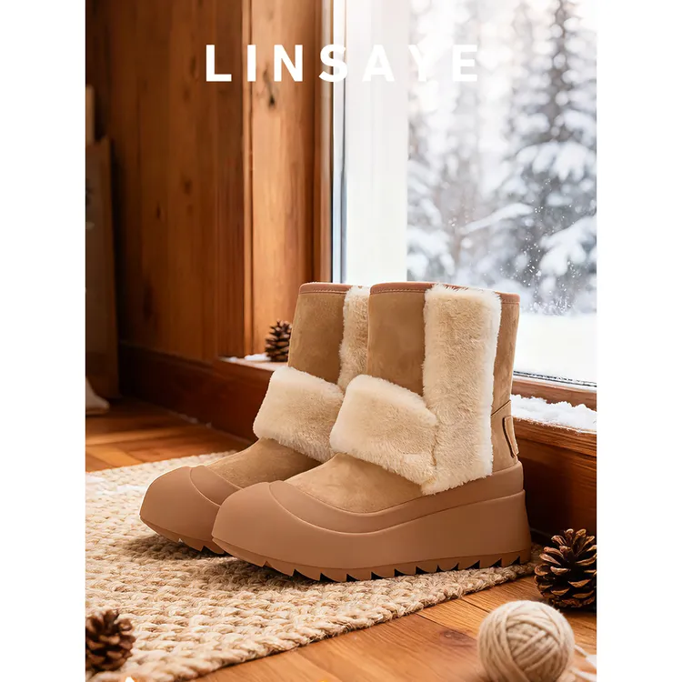 欧货爆款皮毛一体加厚羊毛雪地靴女2025新款冬季户外保暖防滑棉靴