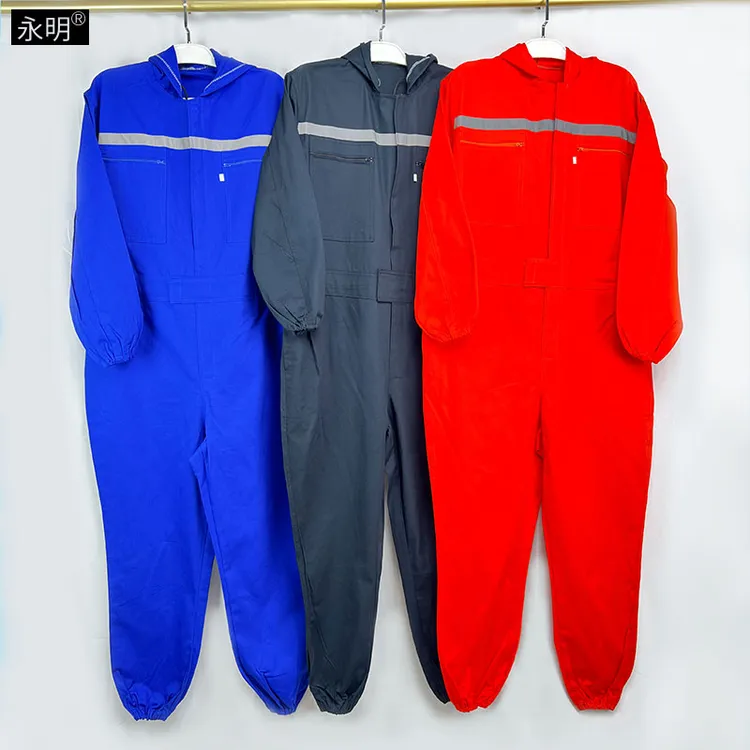 春秋棉连体工作服反光条劳保服男连体工装长袖汽修工人工装