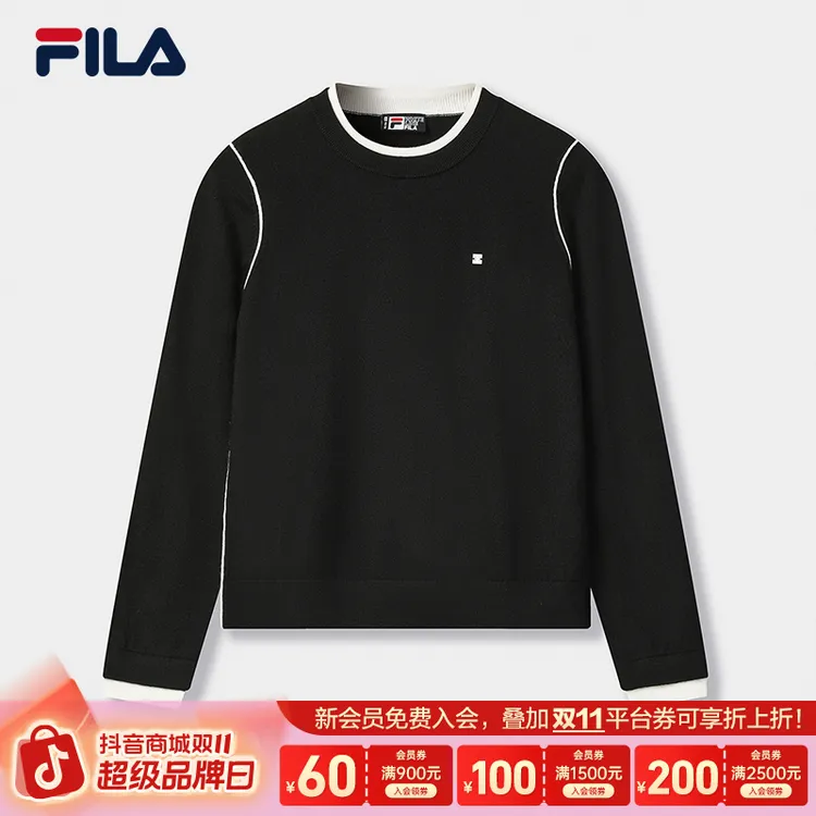 Fila/斐乐女士户外休闲运动修身内搭冬季简约编织衫 F11W543403F