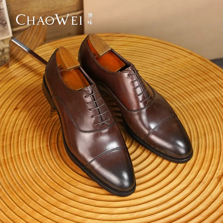 潮味英伦三接头皮鞋男绅士商务正装男鞋真皮牛津鞋新郎结婚鞋0702