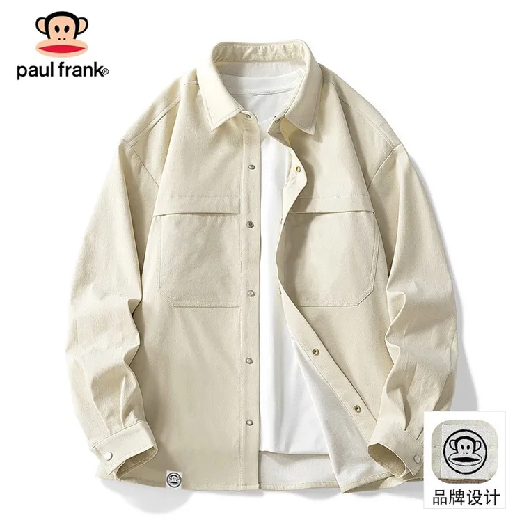 PaulFrank/大嘴猴春夏男款翻领夹克时尚按扣长袖外套潮流百搭上衣