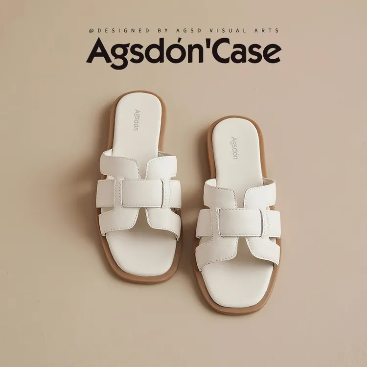 奥古狮登拖鞋女2025新款夏季法式平底时装凉鞋防滑沙滩一字拖H