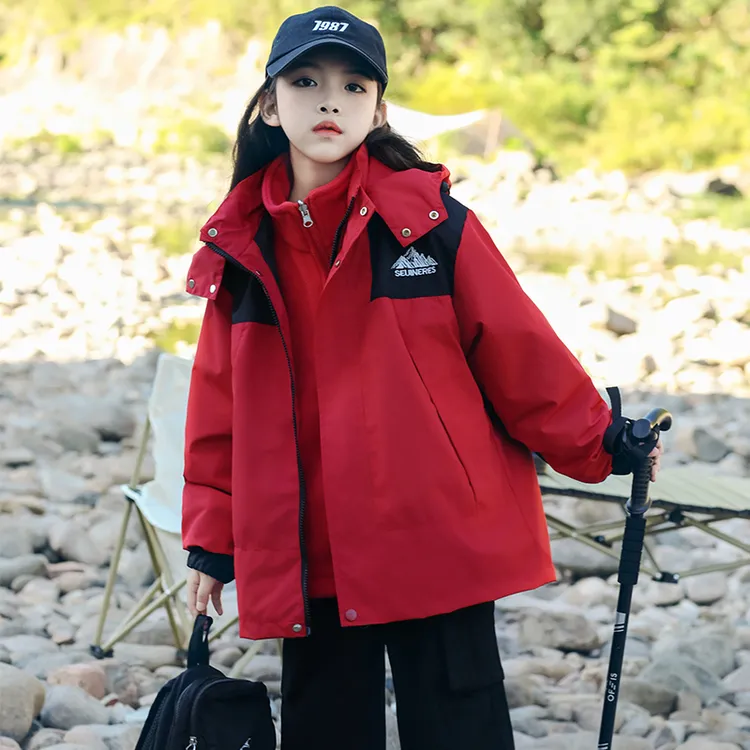 女童户外三合一冲锋衣春秋外套2025新款中大童装绒摇粒绒三防外套