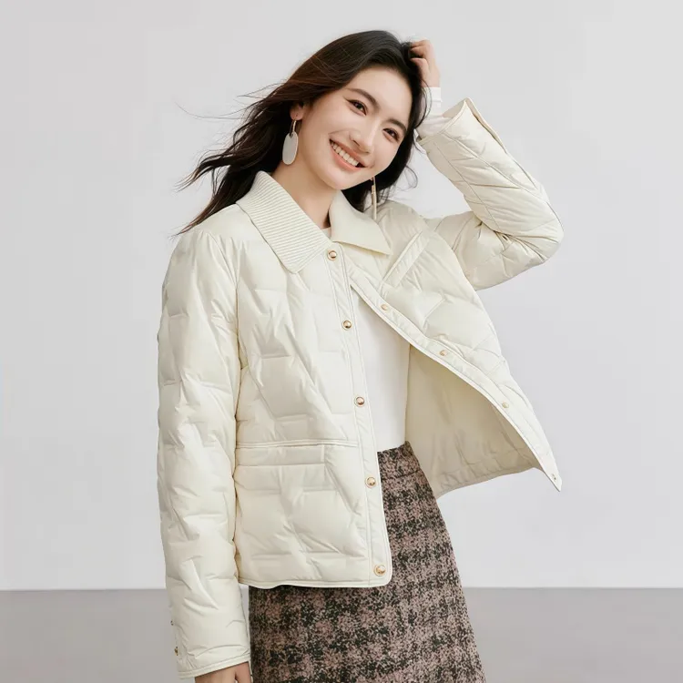 小香风羽绒服短款显瘦菱形秋冬女士轻薄小个子女装洋气时髦气质