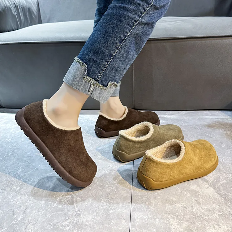 及裸雪地靴女2025冬季新款加绒加厚棉鞋毛毛鞋保暖一脚蹬勃肯鞋