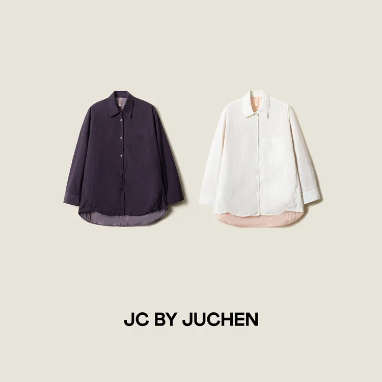 鲁道夫轻暖系列oversize通勤百搭纯色廓形衬衫式棉服FW113002-202
