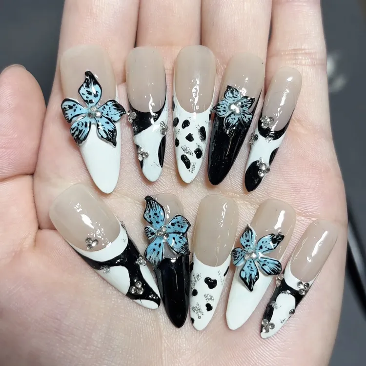 法式立体恶魔之花美甲