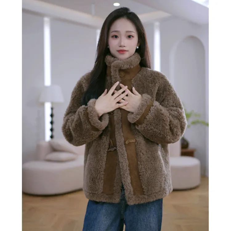 HANYU/韩禹TF212新款海宁100%羊毛外套女双面穿时尚保暖休闲秋冬