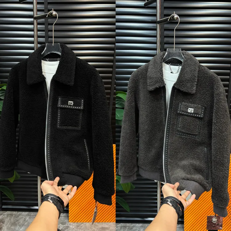 【清澈男装轻奢出品】L25105/QNCH/100％羊毛拼皮加厚【羊毛内胆】外套