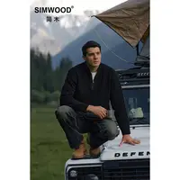 SIMWOOD/简木宽松5针羊毛混纺防静电扭花半高领拉链毛衣S12250531
