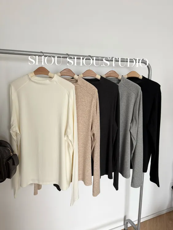 【瘦瘦】天鹅颈-大码绵羊毛立领正肩百搭显瘦打底S02154