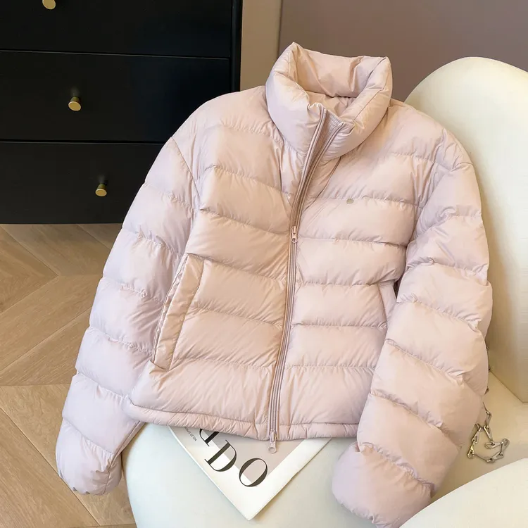 时尚立领减龄短款棉服女款冬季2025新款休闲纯色加厚保暖外套棉衣