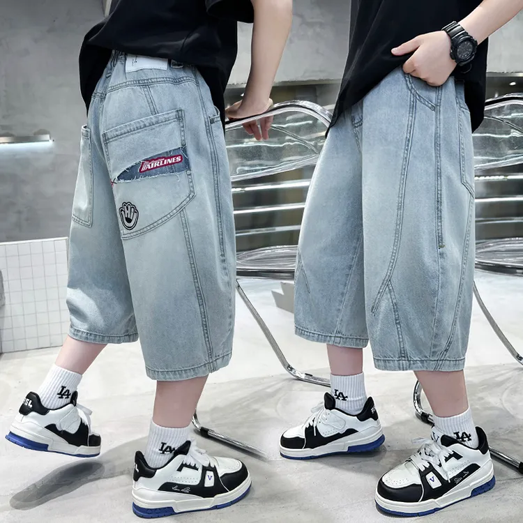 男童夏季牛仔短裤七分裤薄款中大童时髦帅气休闲韩版儿童裤子男孩