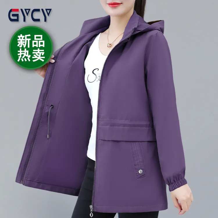 品牌春秋中长款外套女新款休闲百搭宽松显瘦妈妈装中老年女士上衣