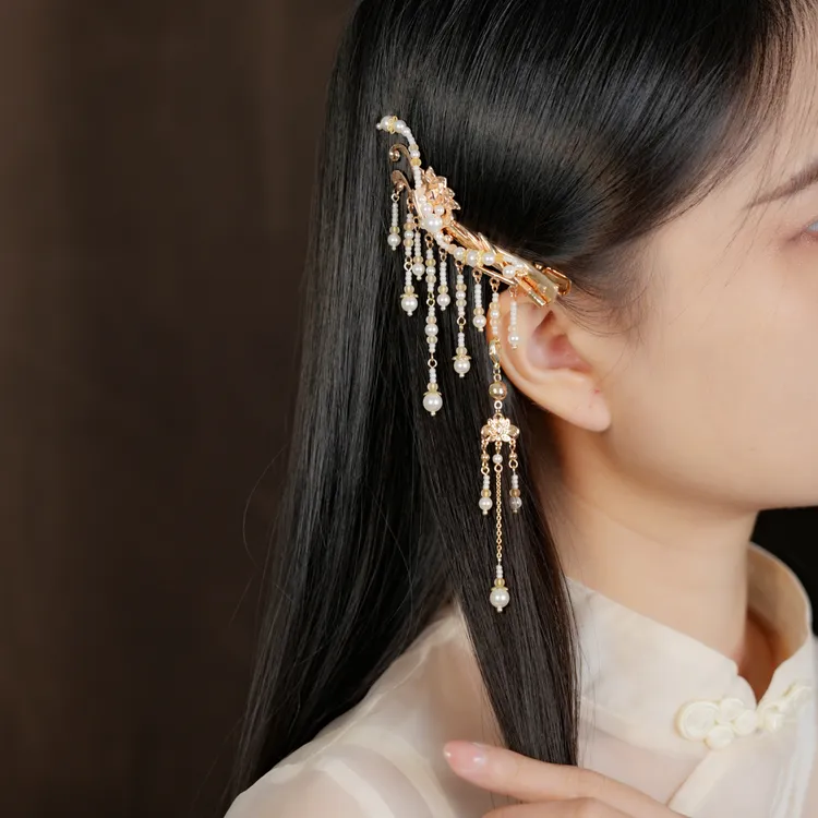 亭中荷【如兰】边夹手工古风百搭复古日常古典仙气超仙明制