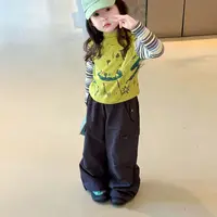 女童套装2025秋季新款中小童2-7岁韩版拼色打底衫外穿工装裤洋气 