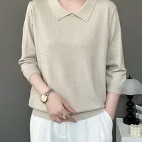 868女士小翻领针织羊毛衫气质减龄秋冬季新款妈妈装宽松版