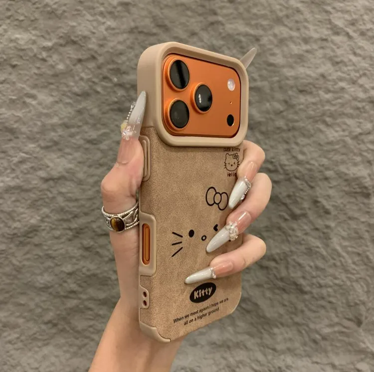 KT表情包皮质适用iPhone17promax手机壳16创意15/14秋冬13女