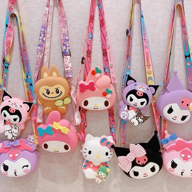 网红超萌小孩斜挎包女可爱库洛米儿童硅胶小包包女童零钱包美乐蒂