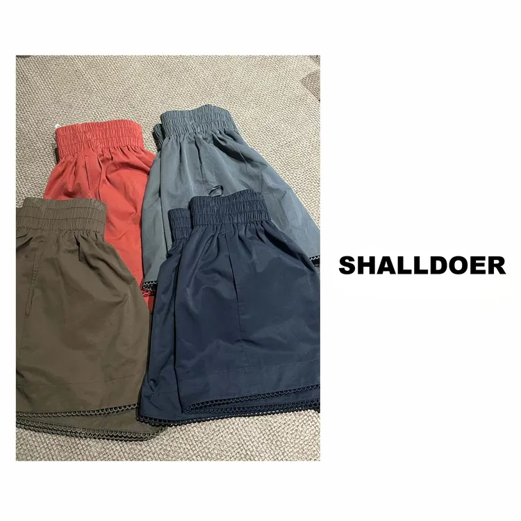 2025夏季时尚简约休闲短裤女式宽松短裤高端短裤女士纯色裤子气质