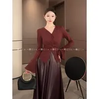 LZQ｜加州～设计感褶皱V领交叉法式掐腰上衣XMZH9817
