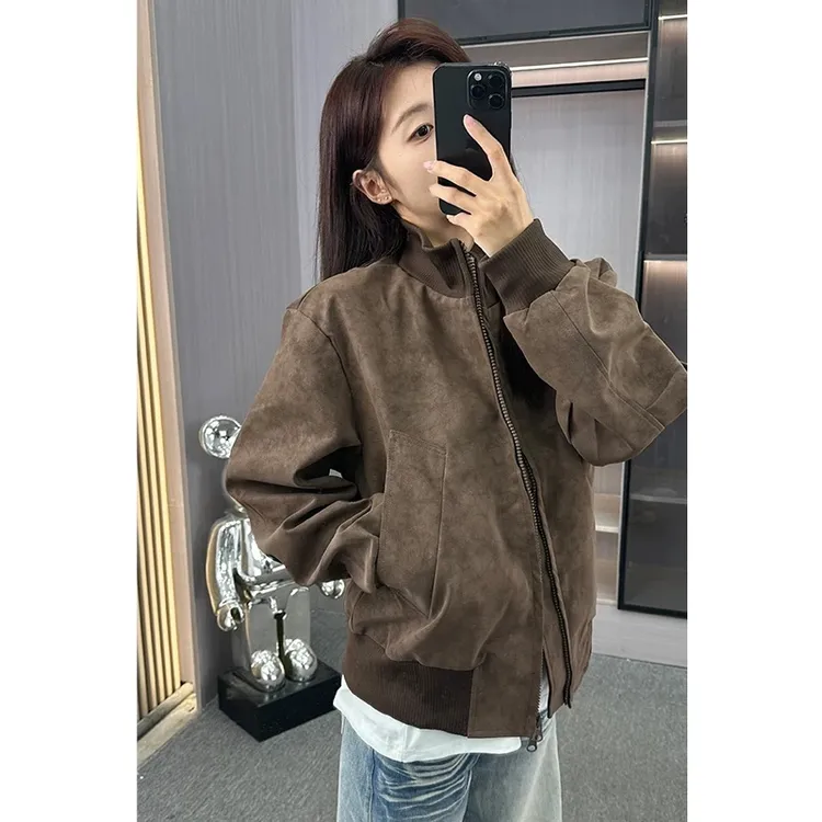 立领皮衣外套男款秋季高级感痞帅短款机车服三防潮牌高级感夹克