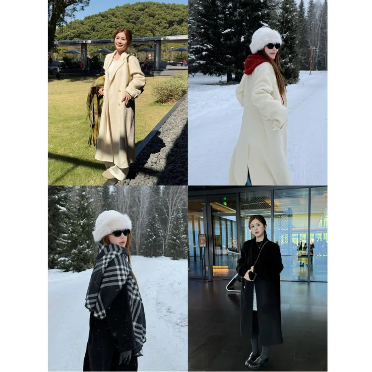 YPP！【首尔大衣】100羊毛手工双面呢大衣 气质韩版长款羊毛大衣