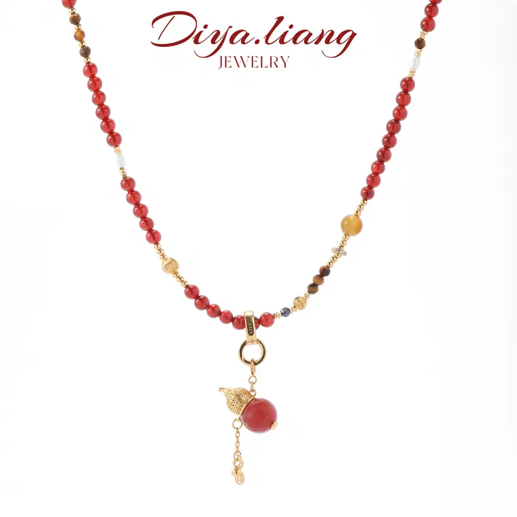 坠链均925银 梁雅帝新品【南边红日万福葫芦】设计款气质纯银项链