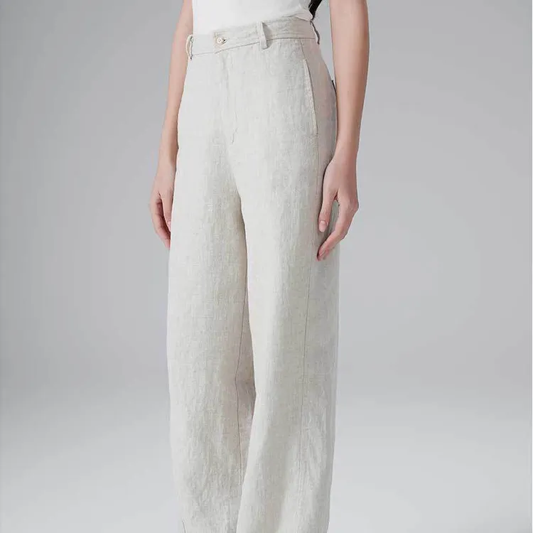 【法国雨露麻】100%亚麻 慵懒老钱风阔腿拖地裤 休闲裤女