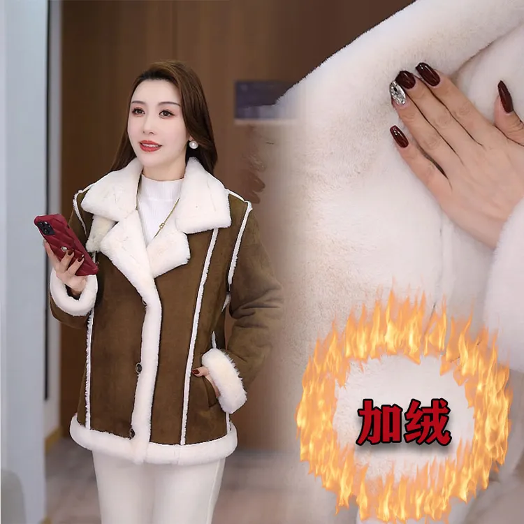 保暖厚款中长款冬季宽松型短外套韩版拼接宽松洋气显瘦穿搭