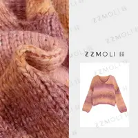 ZZMOLI 艺术感 彩虹撞色条纹羊毛混纺针织毛衣V领套头衫ZBY90196