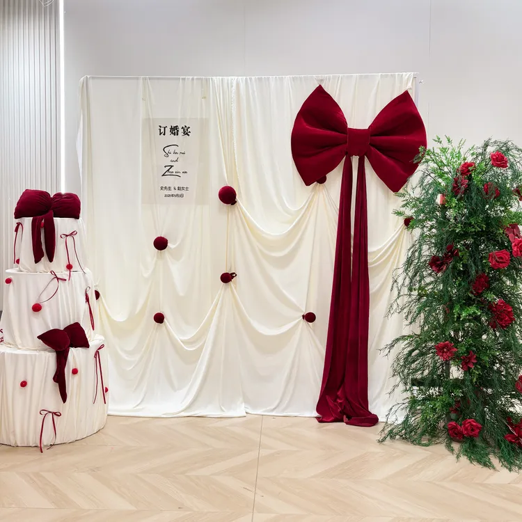 韩式生日布置装饰男孩女孩周岁蝴蝶结三层蛋糕仿真树成品DIY手工