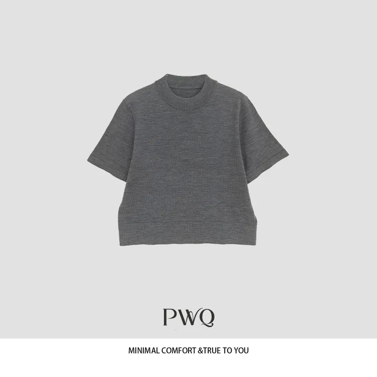 上衣T恤圆领100羊毛纯色显瘦百搭TG-257116-XT-QP