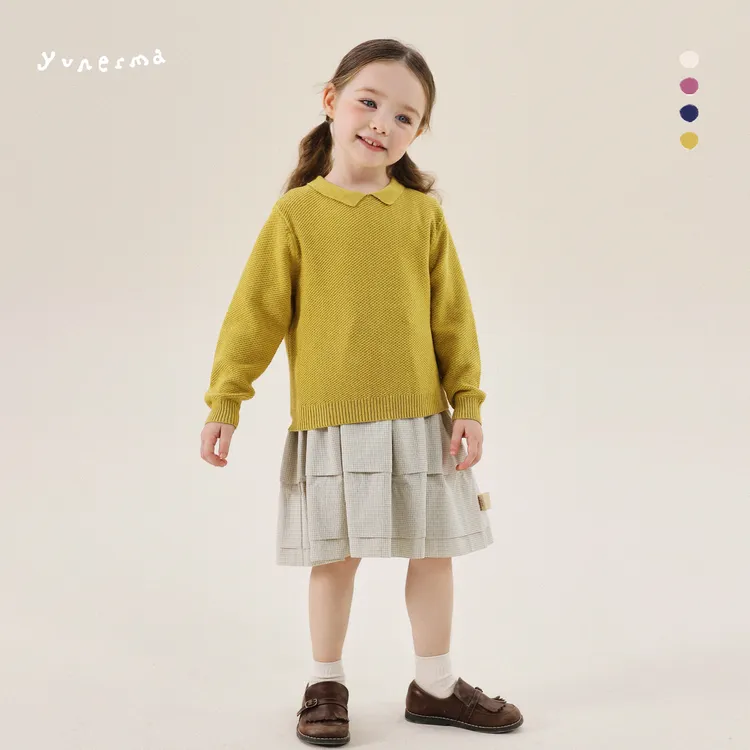 允儿妈女童2025秋季新款羊绒混纺针织polo衫宝宝洋气毛衣儿童上衣