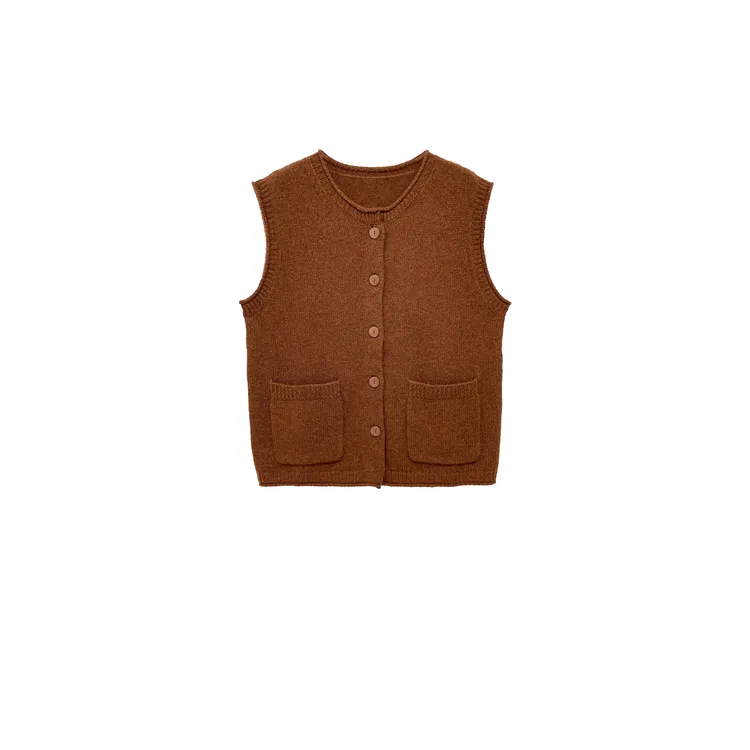 【亚楠本楠】多彩马甲◆超细美丽诺羊毛加厚双口袋针织马甲8990