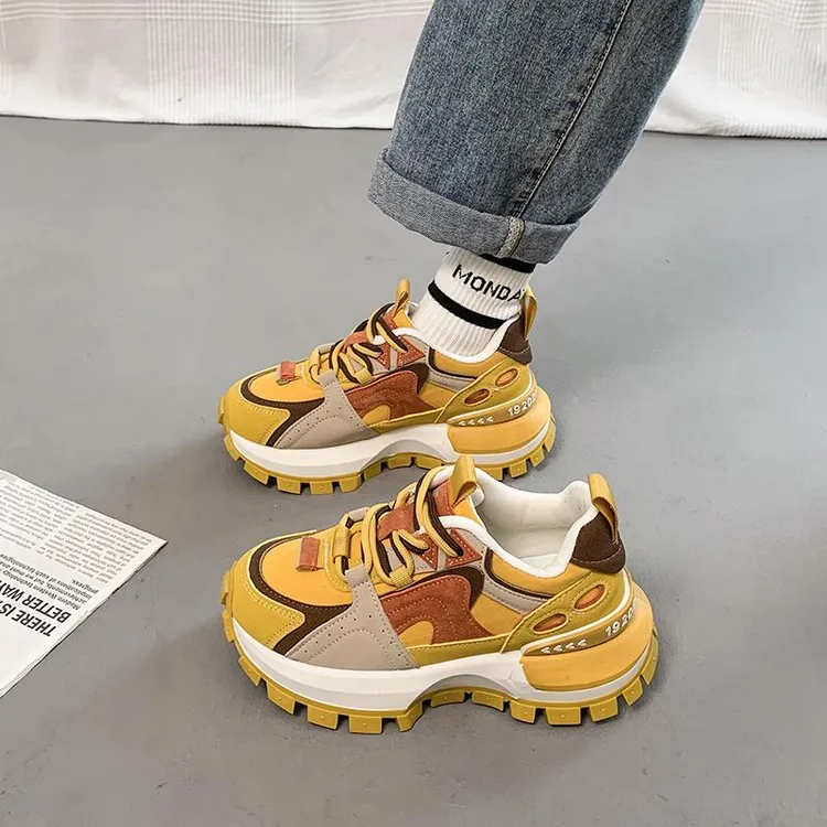 超火老爹鞋女2025春季新款厚底百搭休闲运动鞋复古增高轻便阿甘鞋