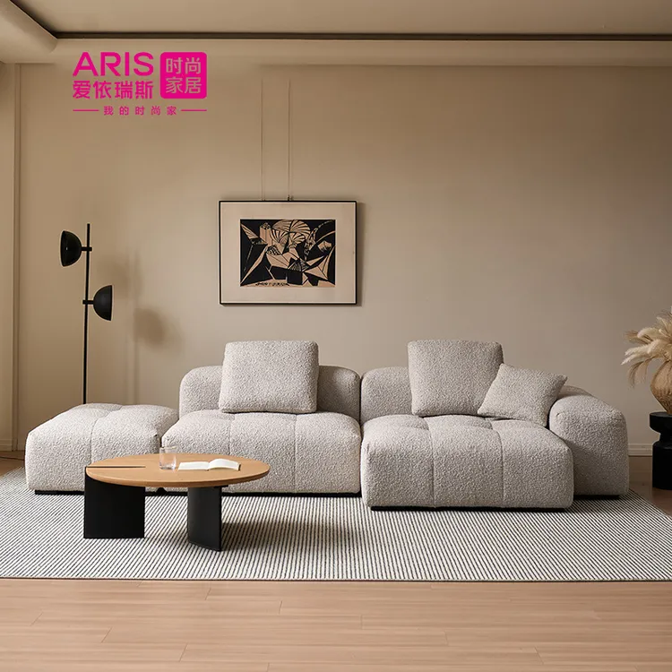爱依瑞斯简约雪尼尔绒布艺沙发大户型客厅家具模块组合像素沙发
