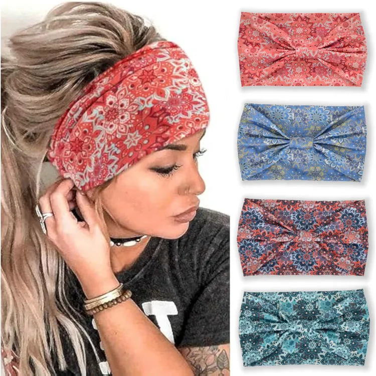 欧美复古瑜伽运动发带止汗吸汗头带女士腰果发饰波西米亚头饰