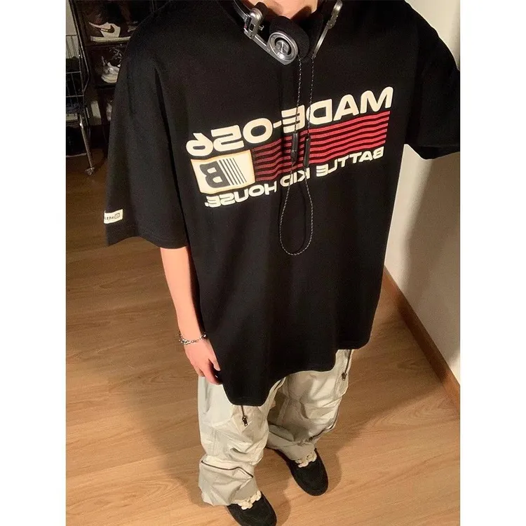 美式高街潮牌短袖T恤男女夏季新款潮流宽松高颜值半袖上衣服痞帅